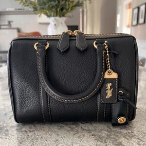 Coach Black Pebbled Leather Satchel with Gold Hardware